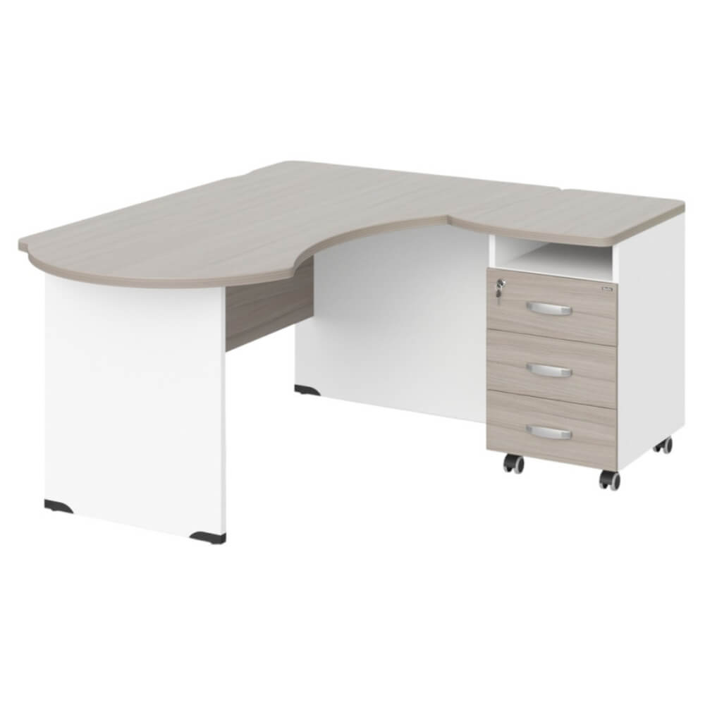 Рабочее место эргономичное с тумбой правое 160х140х74