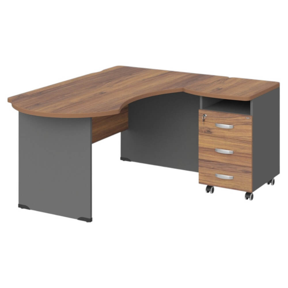 Рабочее место эргономичное с тумбой правое 160х140х74