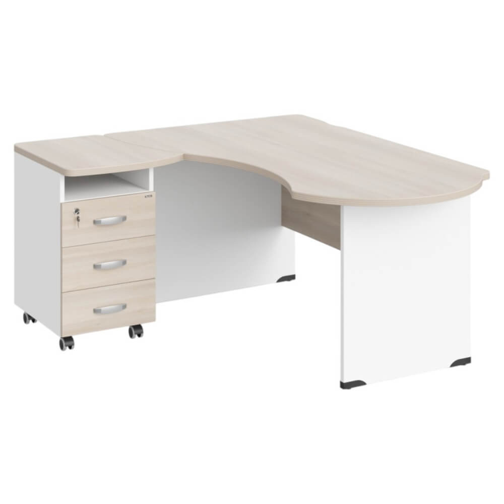 Рабочее место эргономичное с тумбой левое 160х140х74